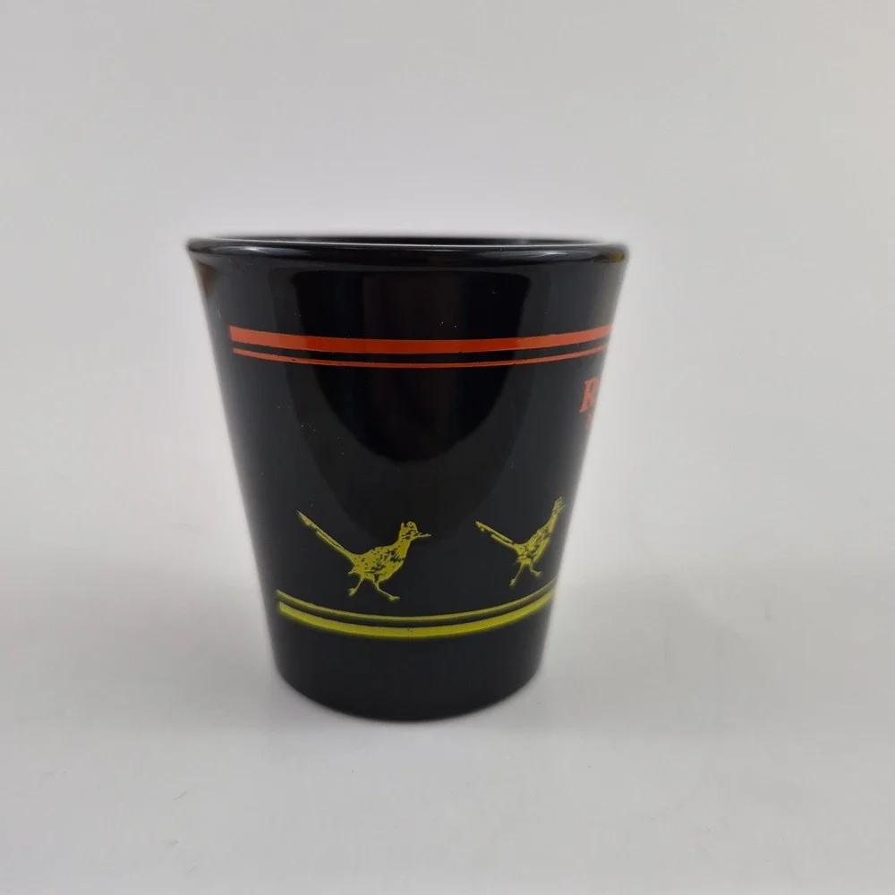 Ruidoso New Mexico Souvenir Shot Glass Black Roadrunner Graphic Vintage Style